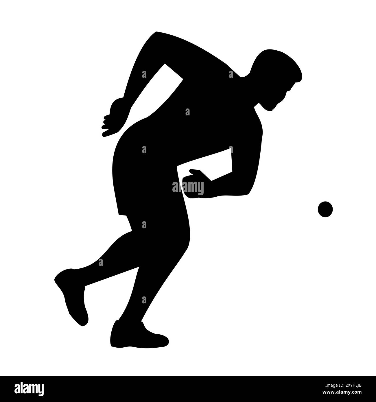 Illustration au pochoir de la silhouette d'un homme américain handball célibataires ou joueur de wallball frappant la balle en caoutchouc avec la main vue de face sur isolé Illustration de Vecteur