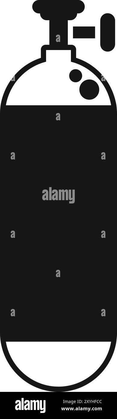 Icône simple et audacieuse d'un réservoir d'oxygène, couramment utilisé pour la plongée sous-marine et l'exploration sous-marine Illustration de Vecteur