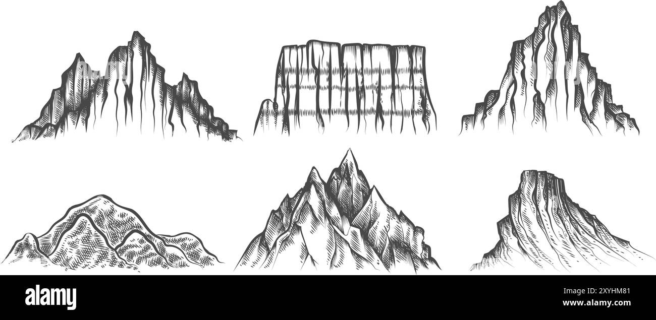 Croquis de pic de montagne Illustration de Vecteur