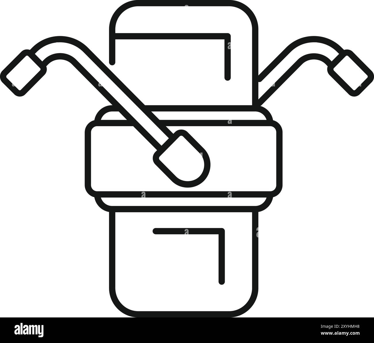 Dessin au trait simple d'un avant de moto, avec guidon et phare, idéal pour le transport ou les conceptions liées aux véhicules Illustration de Vecteur