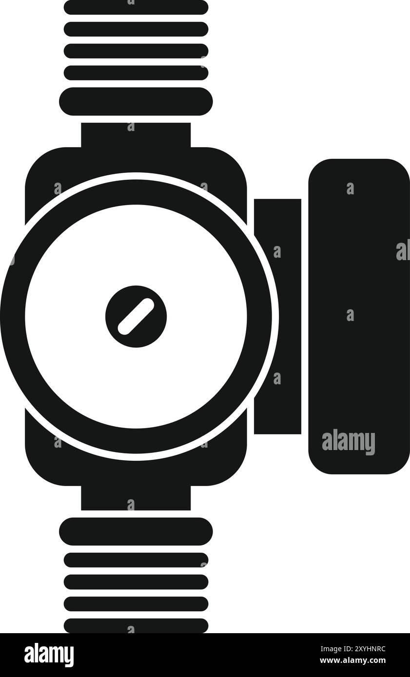 Cette icône vectorielle noire et blanche représente une pompe à eau électrique, idéale pour illustrer des concepts liés à la plomberie, à la circulation de l'eau et à l'équipement industriel Illustration de Vecteur