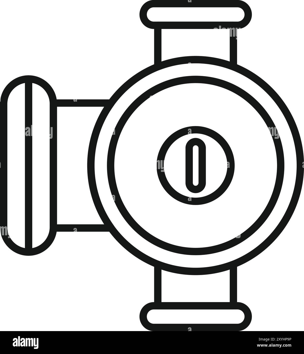 Icône de pièce du système de plomberie avec une pompe à eau avec des tuyaux de raccordement, symbolisant la gestion de l'eau et le contrôle du débit Illustration de Vecteur