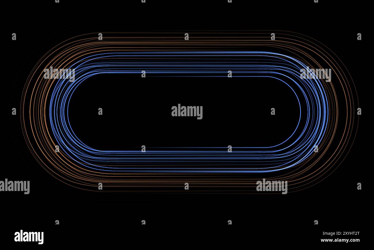 Bleu orange minimal lignes incandescentes courbes fond technologique géométrique abstrait. Conception vectorielle Illustration de Vecteur