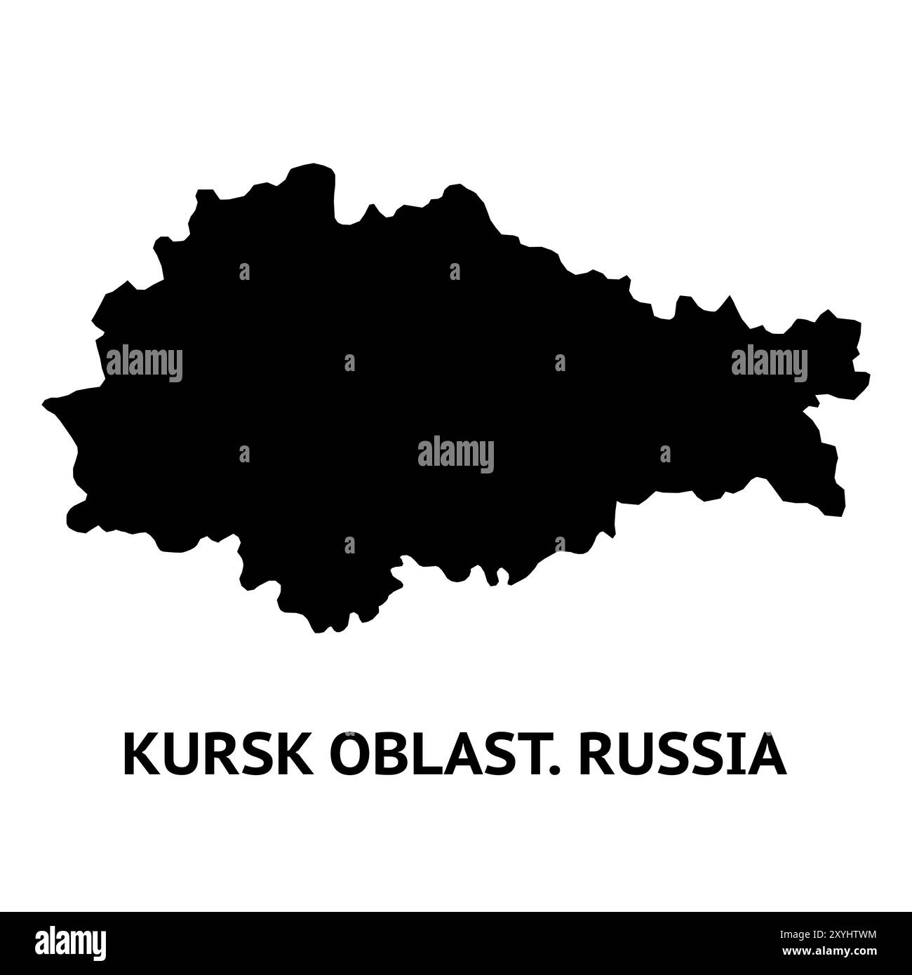 Carte de l'oblast de Koursk. Russie. Silhouette noire et blanche isolée sur fond blanc. Illustration vectorielle. Illustration de Vecteur