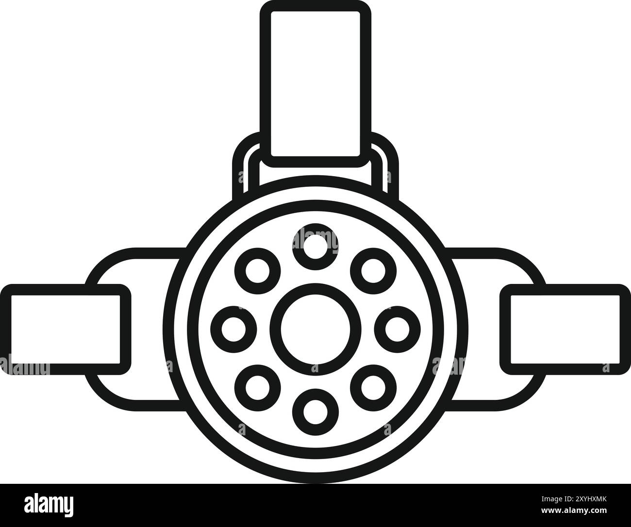 Lampe chirurgicale suspendue au-dessus du lit d'hôpital en cours de préparation pour l'icône de salle d'opération chirurgicale dans le style de contour Illustration de Vecteur