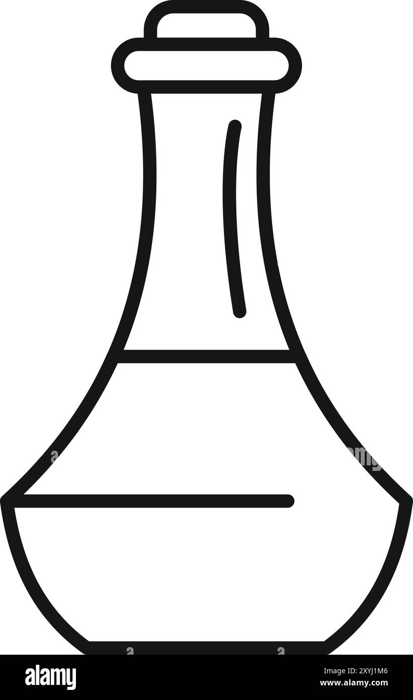 Simple dessin au trait noir et blanc d'une bouteille de saké, rappelant l'iconographie minimaliste Illustration de Vecteur