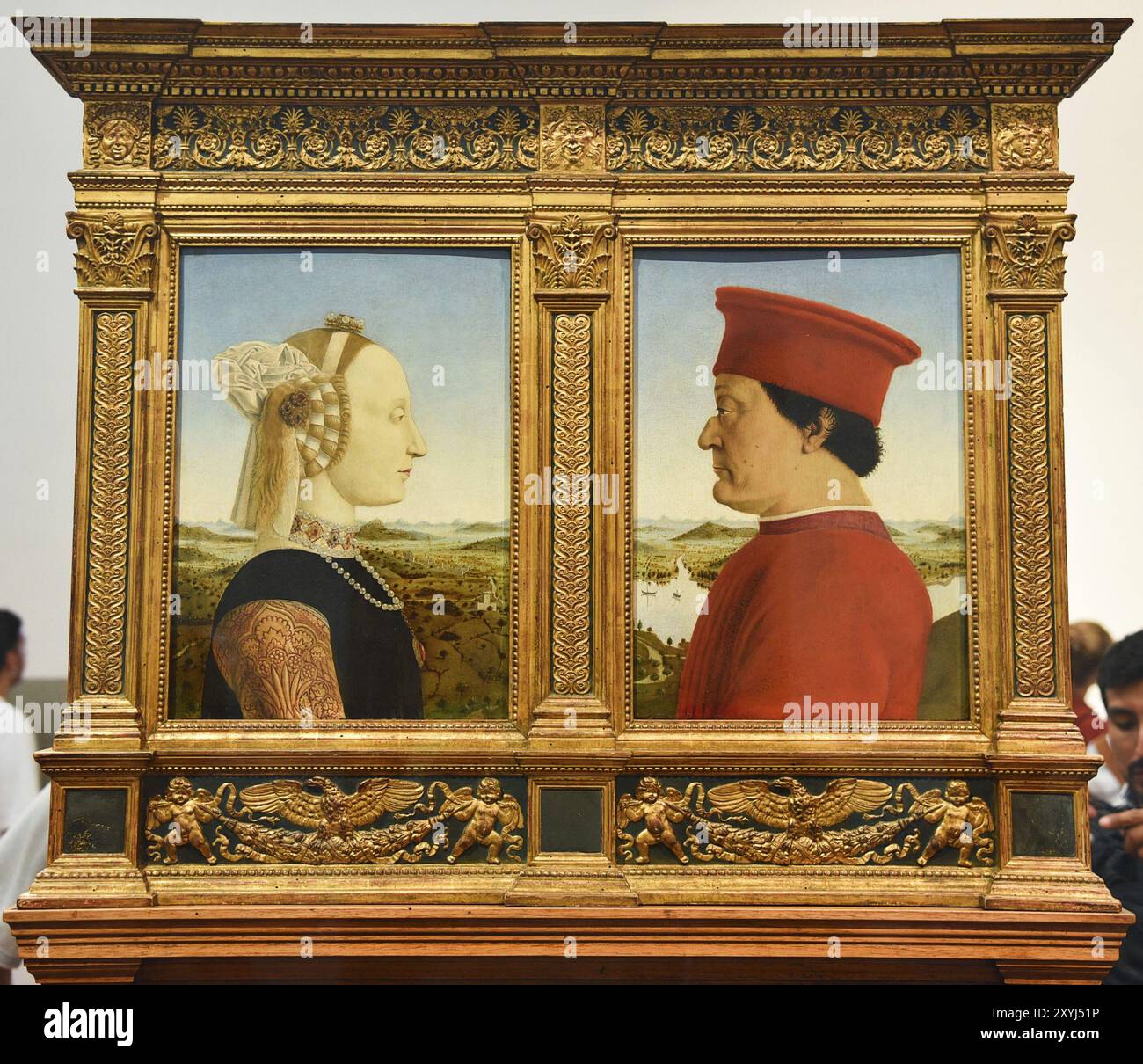 Florence, Italie. 18 septembre 2023. Les ducs d'Urbino Federico da Montefeltro et Battista Sforza peints par Piero della Francesca à Uffizi galler Banque D'Images