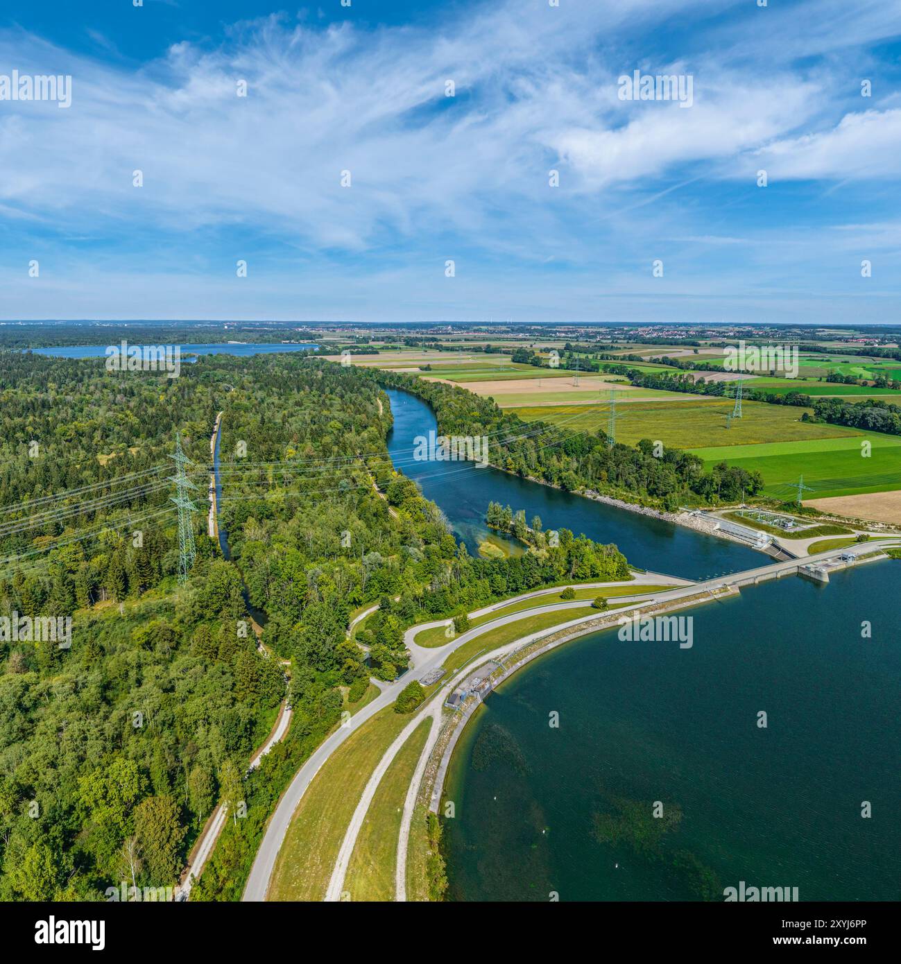 Vue du barrage Lech 22 près d'Unterbergen en Souabe bavaroise Banque D'Images