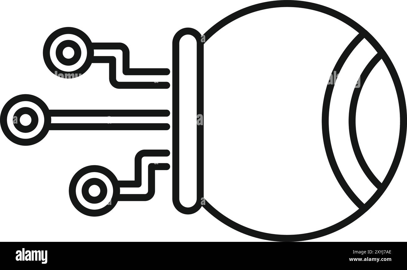 Icône de contour simple d'un oeil avec des circuits qui se connectent à elle représentant la vision numérique Illustration de Vecteur