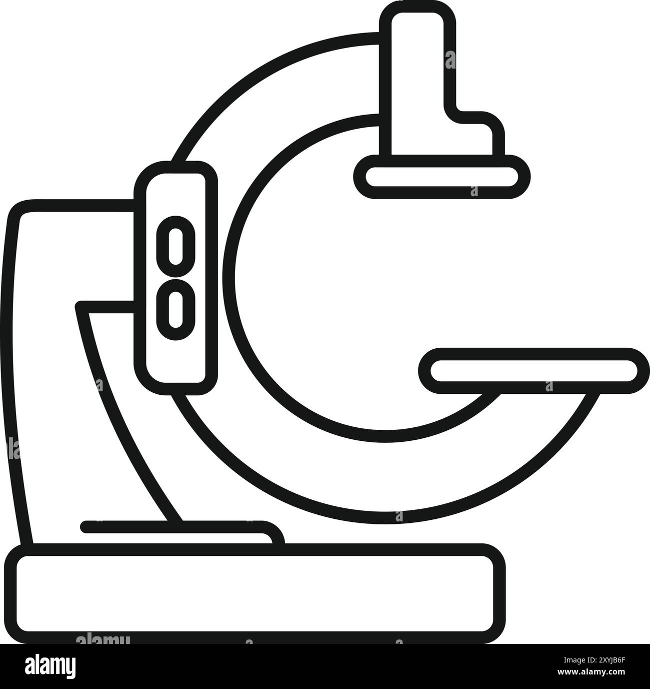 Vecteur de ligne mince d'icône de machine de scanner médical moderne. EQUIPEMENT de radiologue pour effectuer une procédure de tomodensitométrie Illustration de Vecteur