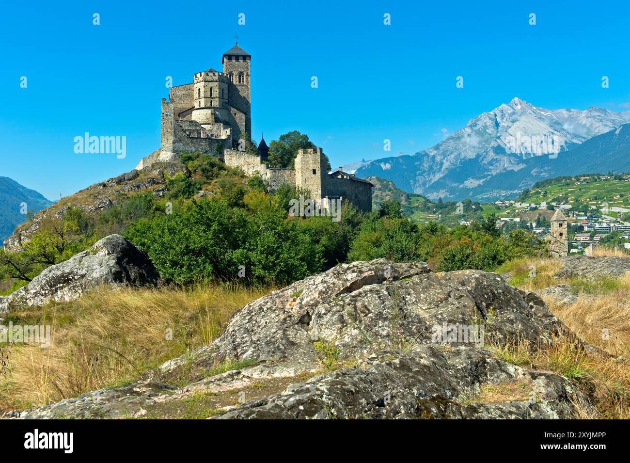 Basilique de Valère, Basilique de Valère, pic Haut de Cry Behind, Sion, Valais, Suisse Banque D'Images