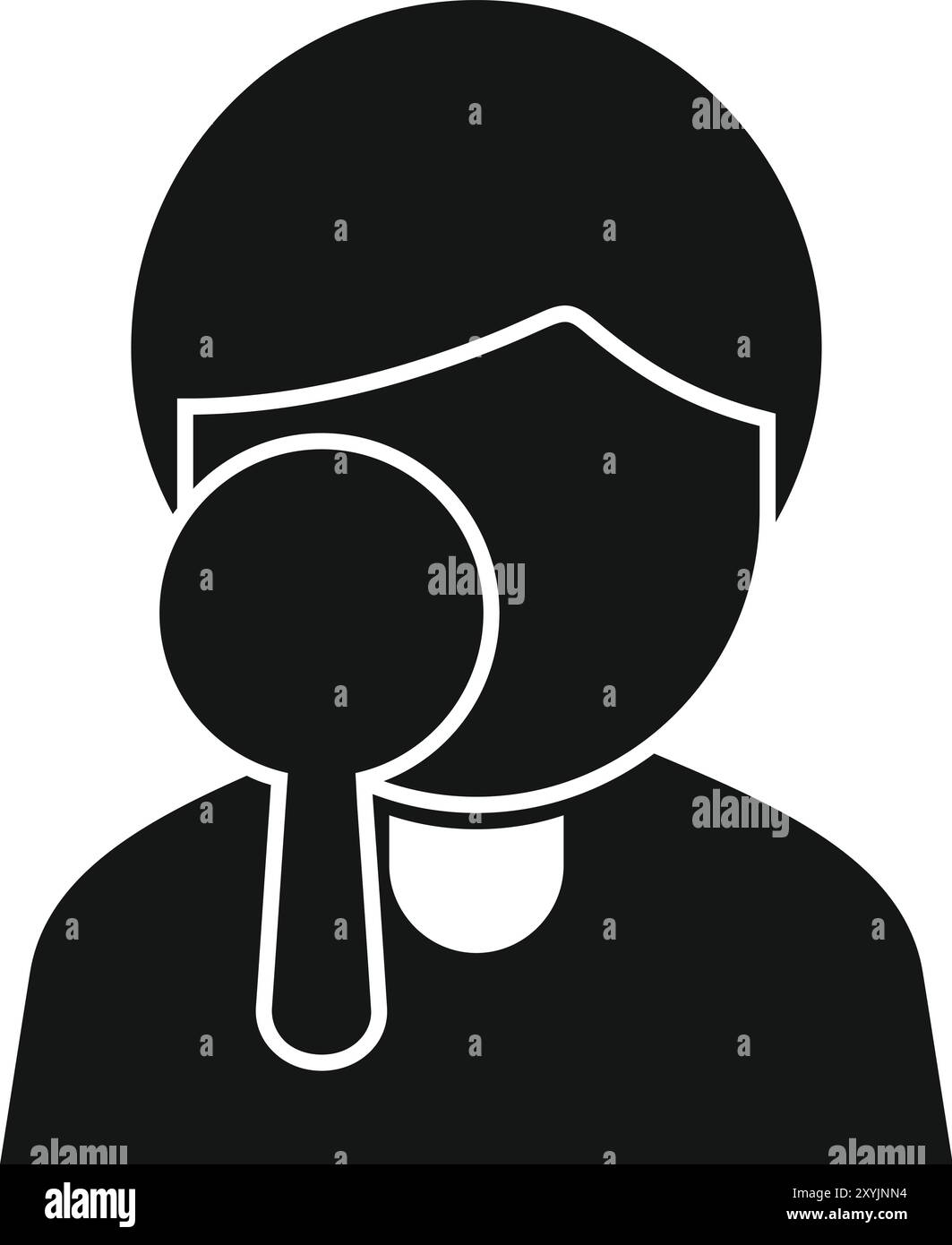 Icône vectorielle simple d'un oto-rhino-laryngologiste utilisant un otoscope pour examiner un patient Illustration de Vecteur