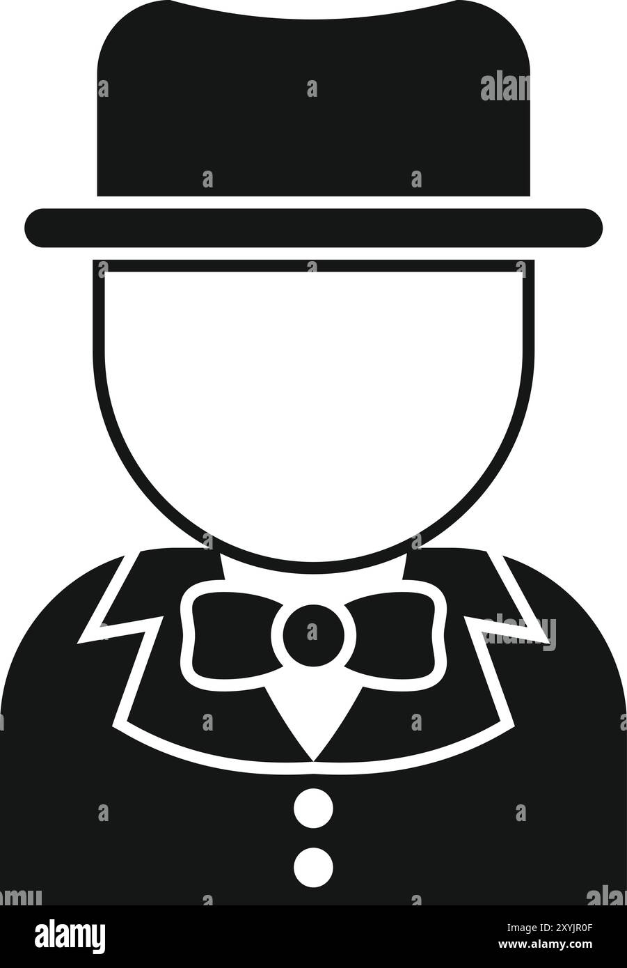 Icône vectorielle simple d'un croupier portant un costume, un noeud papillon et un chapeau Illustration de Vecteur