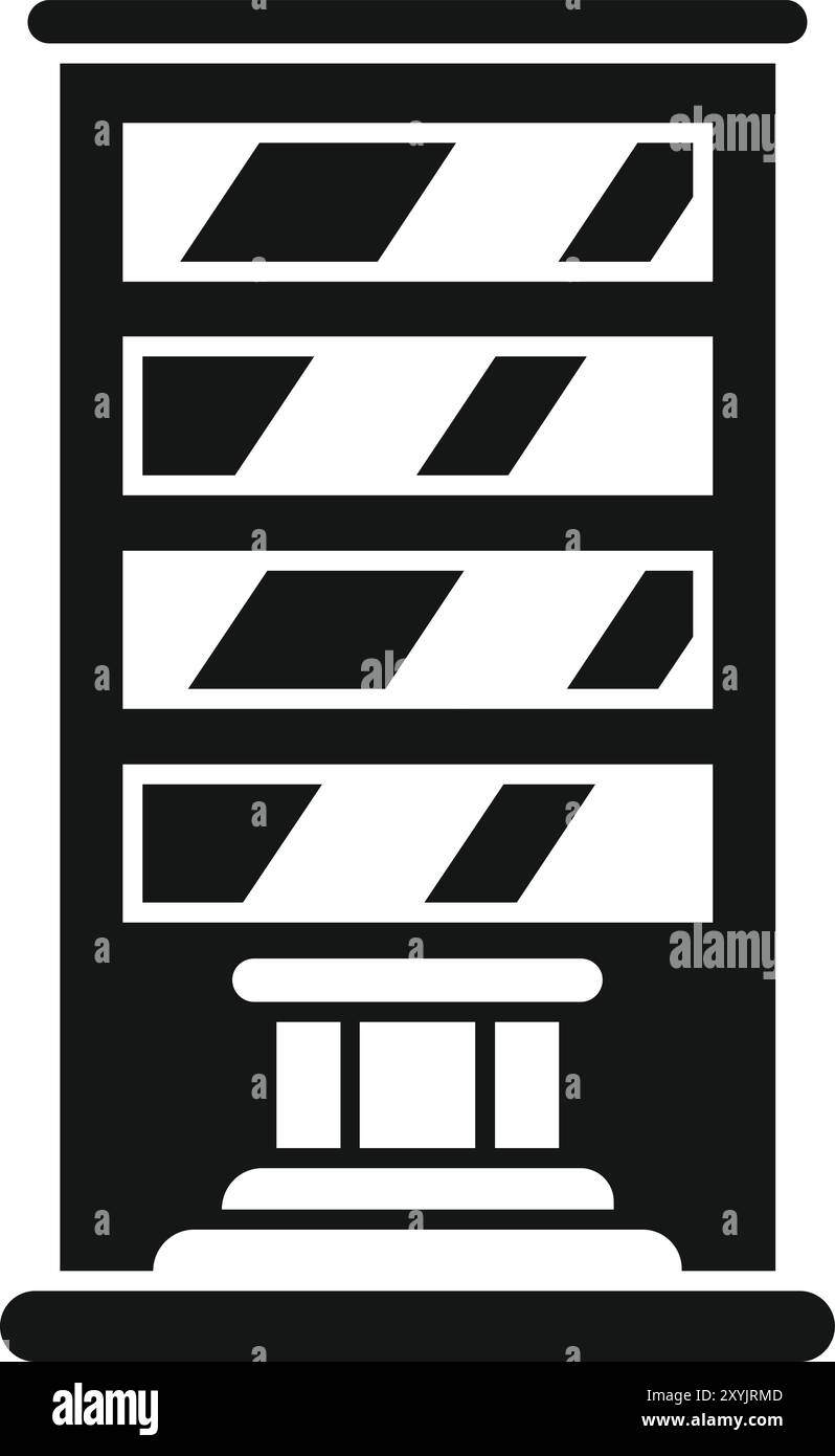 Icône vectorielle simple d'un bâtiment moderne avec des colonnes dans la façade avant vue de la rue Illustration de Vecteur