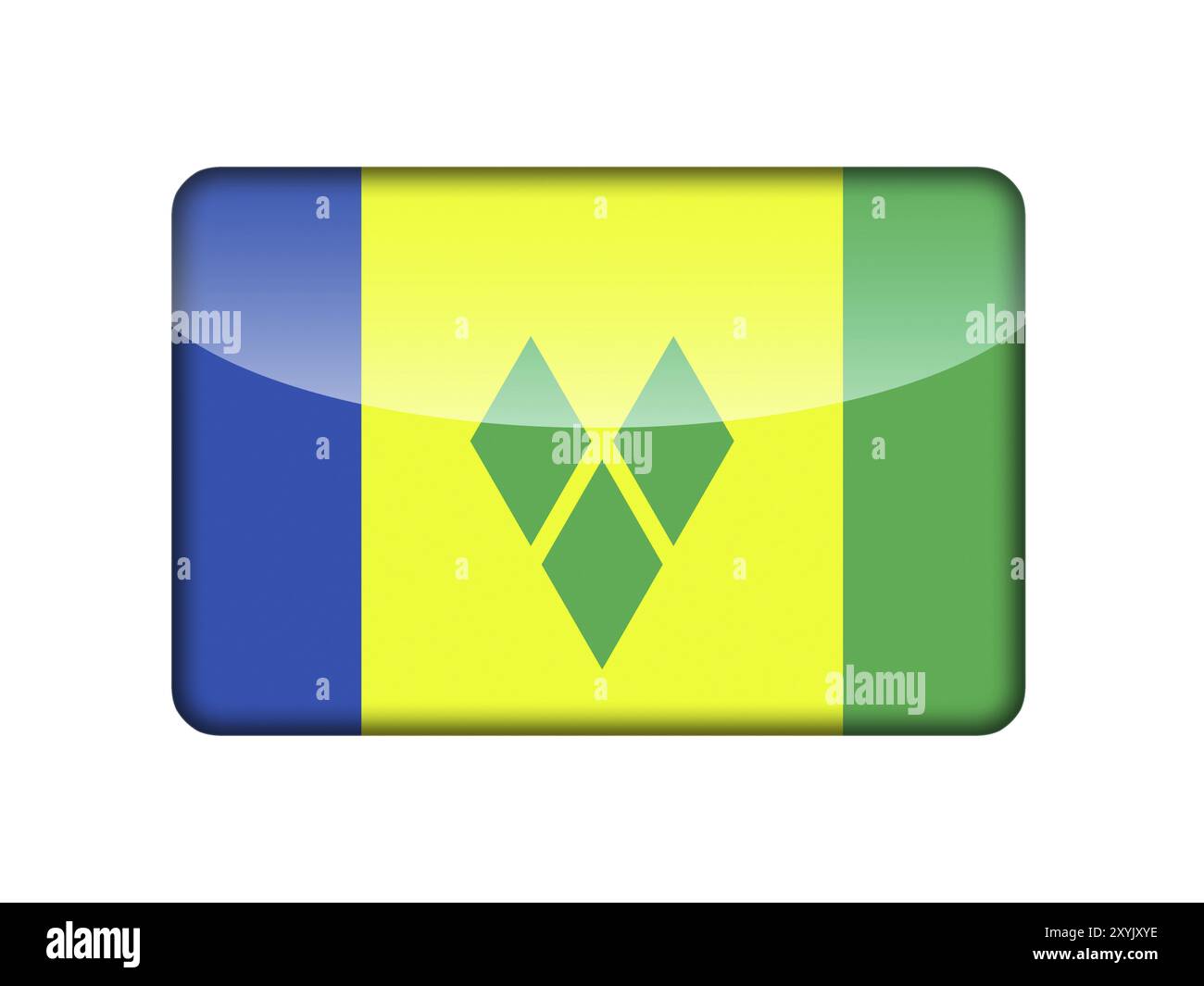 Le drapeau de Saint-Vincent-et-les Grenadines sous la forme d'une icône brillante Banque D'Images