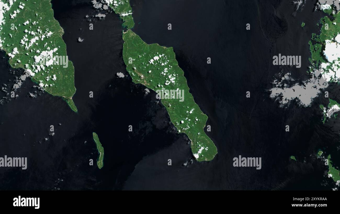 Île de Panaon dans la mer des Philippines sur une image satellite prise le 12 mai 2018 Banque D'Images