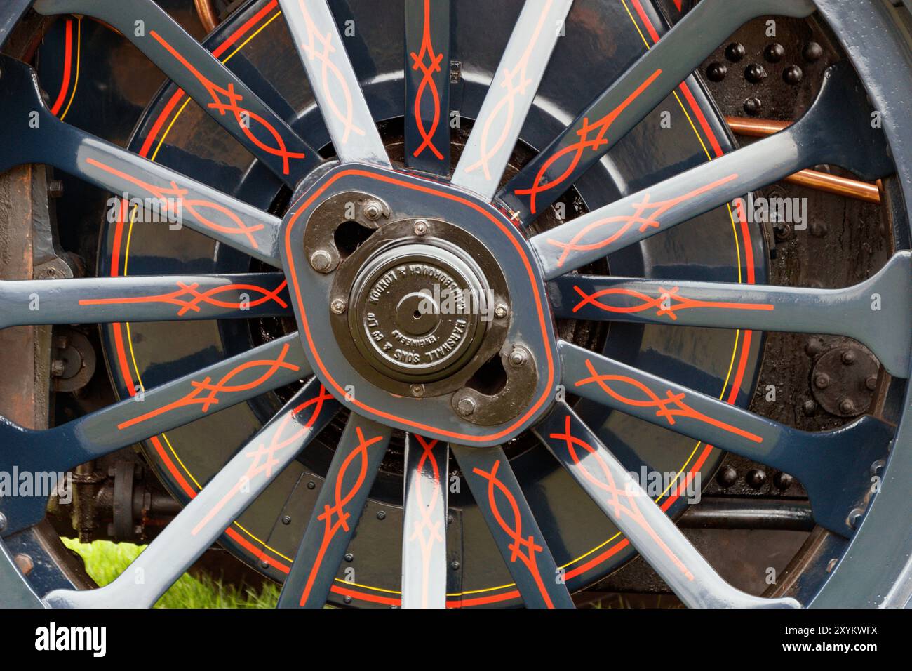 Roue de moteur de traction Marshall & sons. Foire à vapeur de Cheshire 2024. Banque D'Images