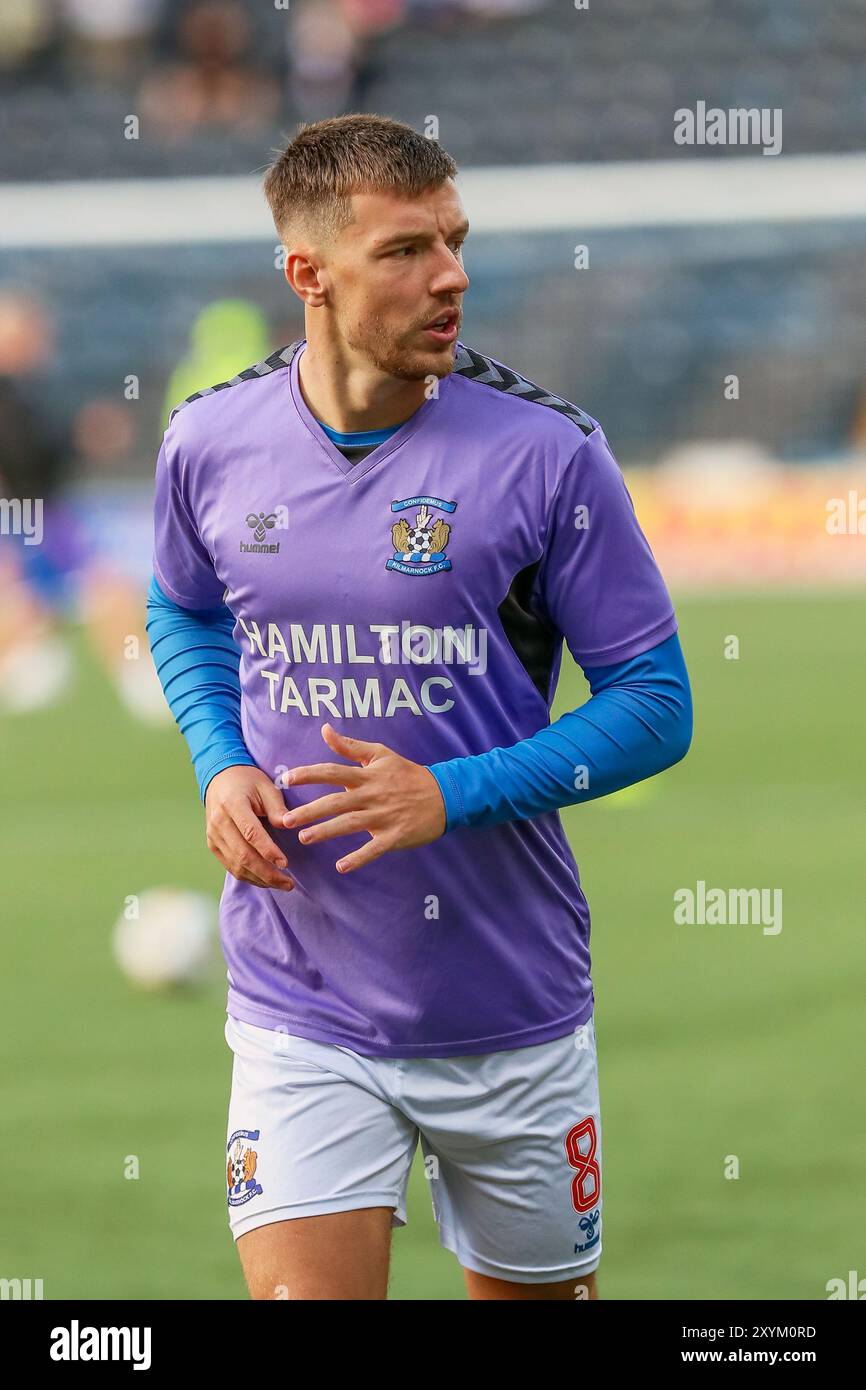 BRAD LYONS, footballeur professionnel, joue actuellement pour le Kilmarnock FC. Image prise lors d'une séance d'entraînement et d'échauffement avant match. Banque D'Images