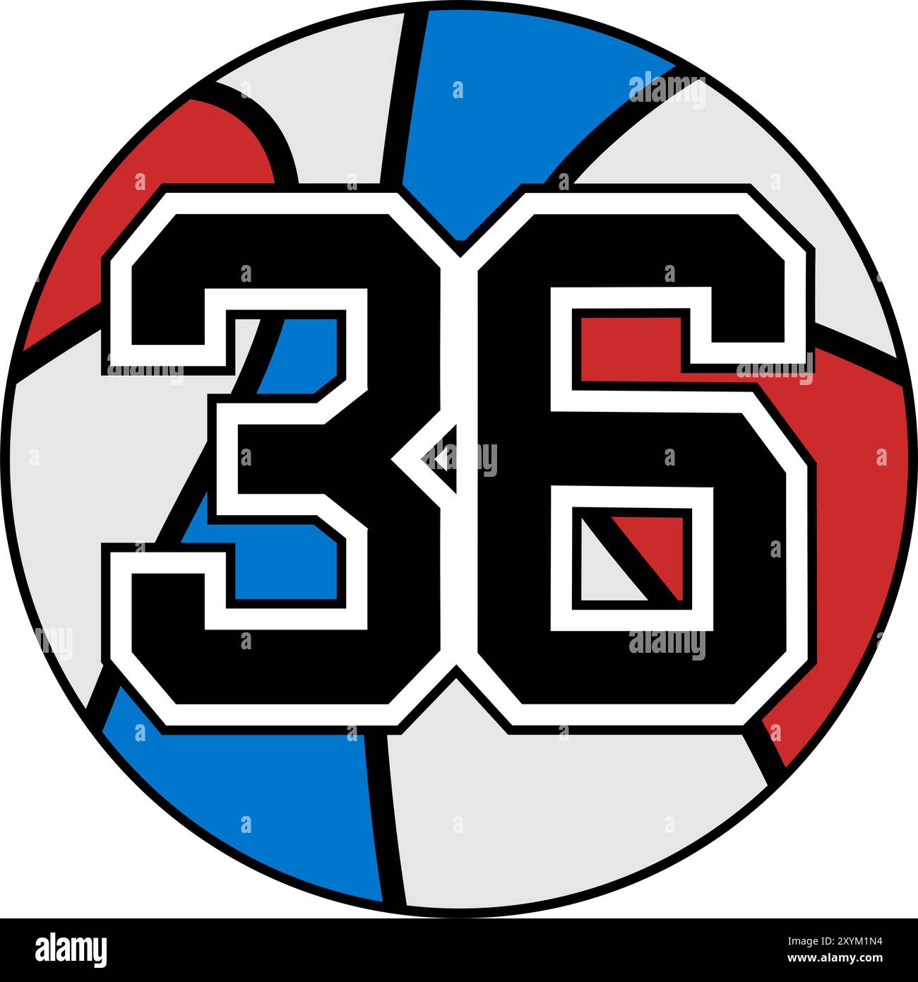 ballon de basket-ball symbole avec le numéro 36 Illustration de Vecteur