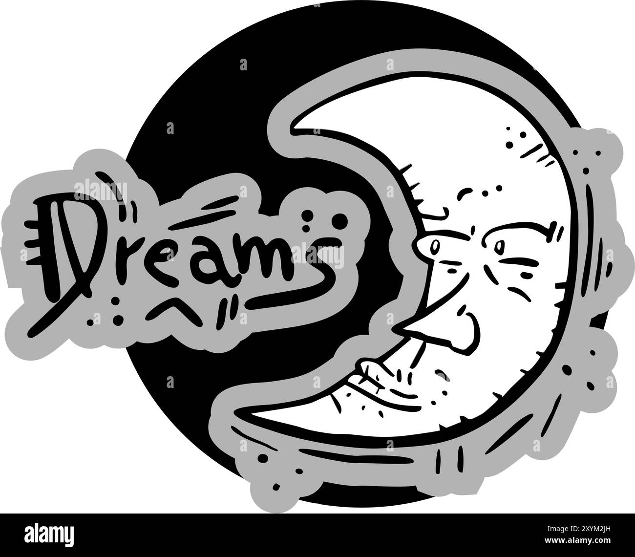 Rêve message et dessin de lune Illustration de Vecteur