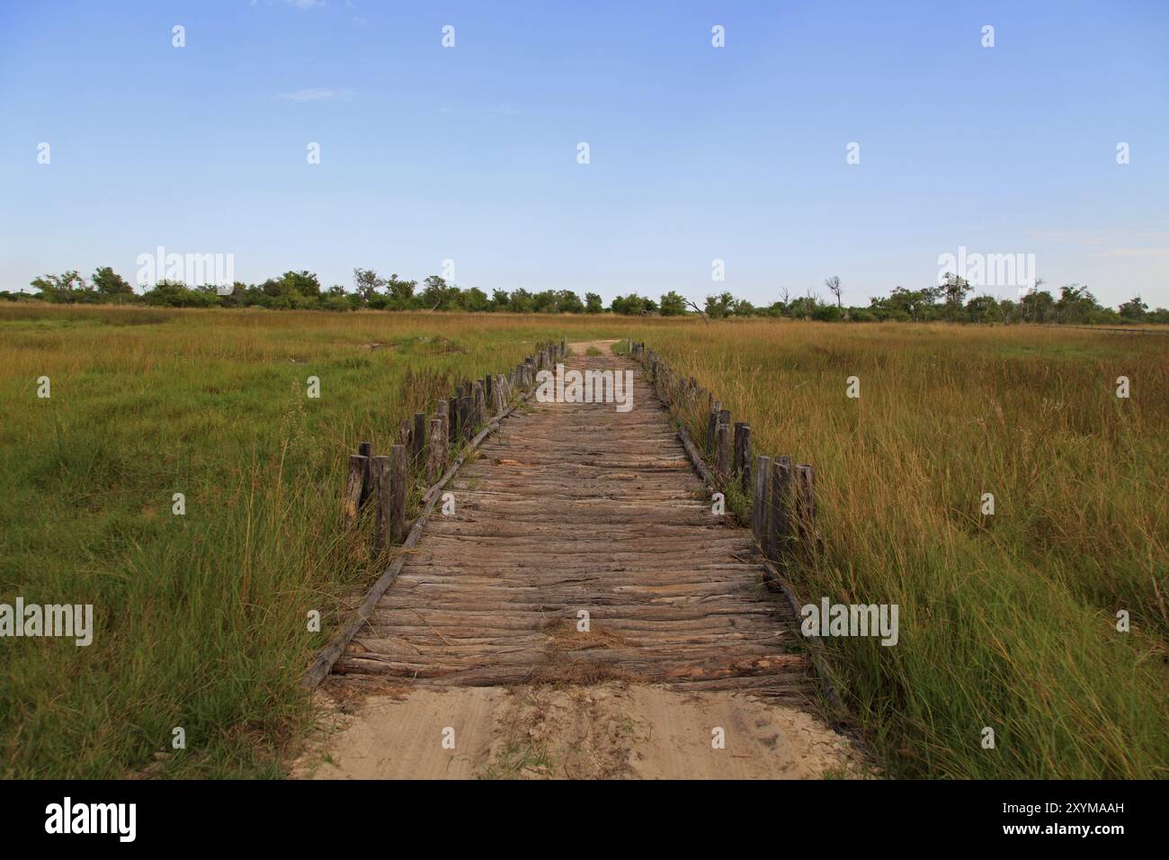 Pont sur un chemin de terre au Botswana Banque D'Images