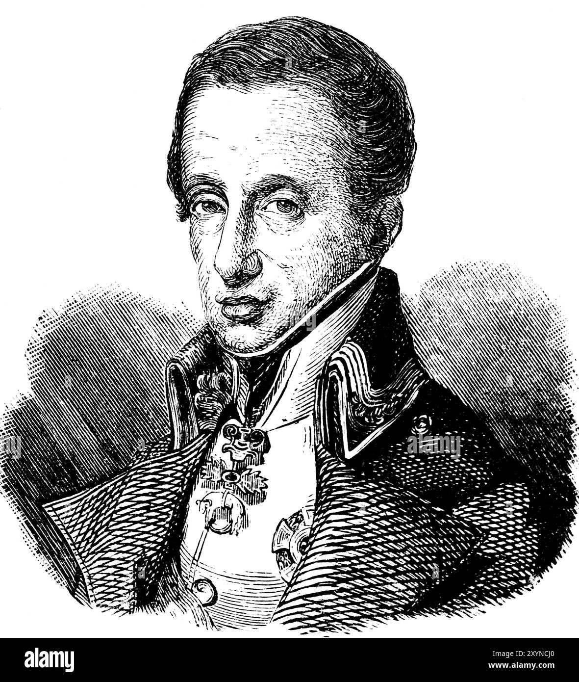 Portrait de l'archiduc Charles, général autrichien et vainqueur à la bataille d'Aspern ou bataille d'Essling1809, bataille des troupes françaises et autrichiennes, defe Banque D'Images