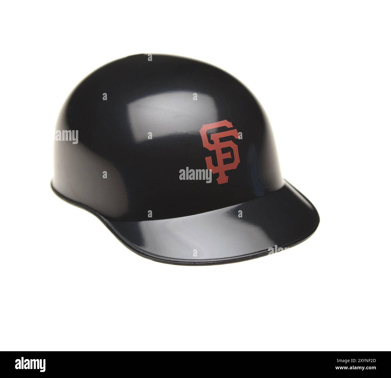 IRVINE, CALIFORNIE - 27 FÉVRIER 2019 : gros plan d'un mini casque à collectionner pour les Giants de San Francisco de la Major League Baseball. Banque D'Images