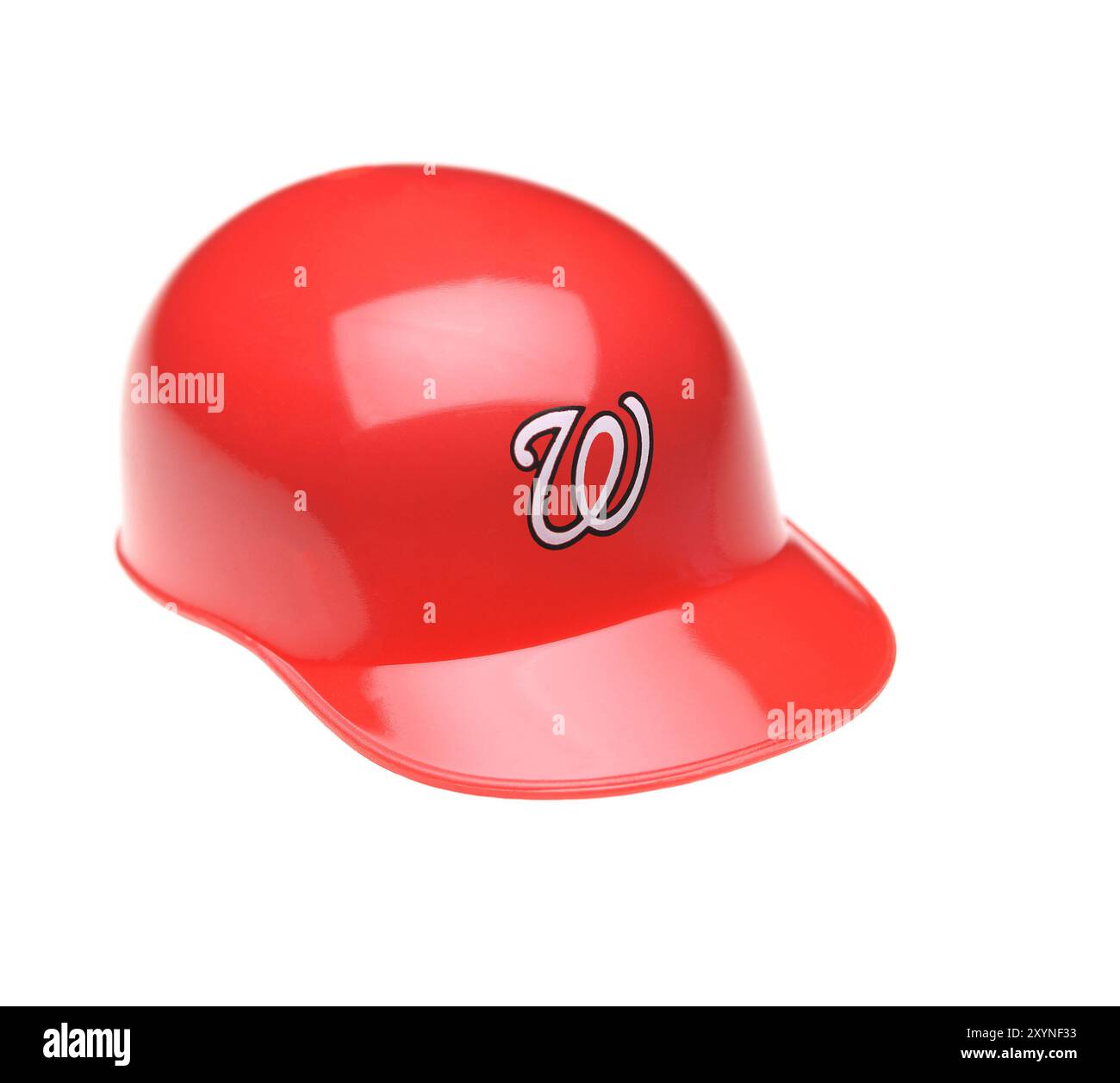 IRVINE, CALIFORNIE - 27 FÉVRIER 2019 : gros plan d'un mini casque collectionnable Batters pour les Washington Nationals of Major League Baseball. Banque D'Images