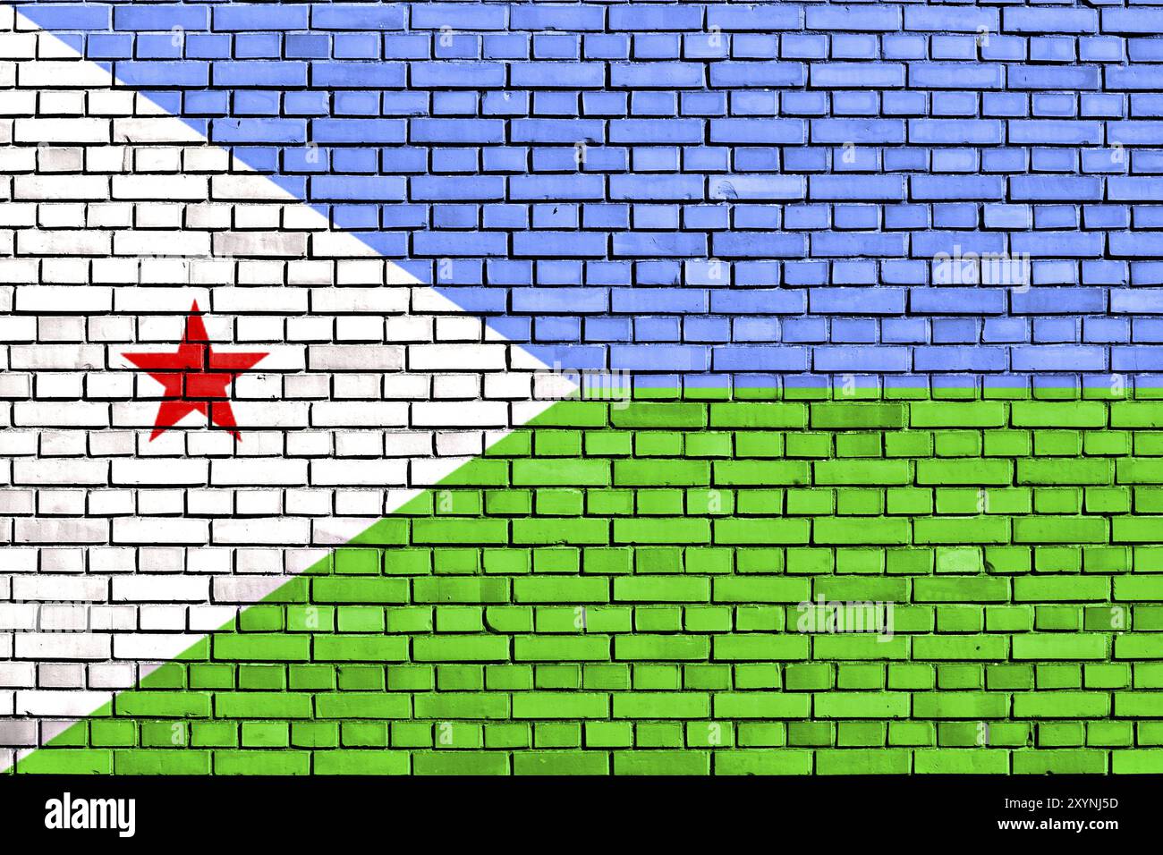 Drapeau de Djibouti peint sur mur de briques Banque D'Images