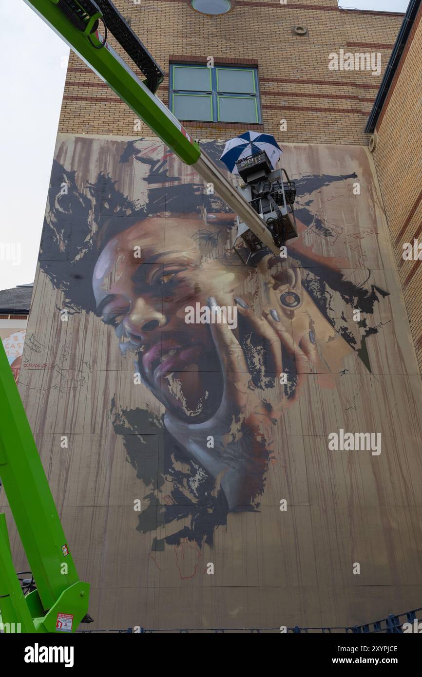 Southend on Sea, Royaume-Uni. 30 août 2024. Alors que City Jam, le premier jour touche à sa fin avec des artistes ajoutant leur touche finale à leur travail. Penelope Barritt/Alamy Live News Banque D'Images