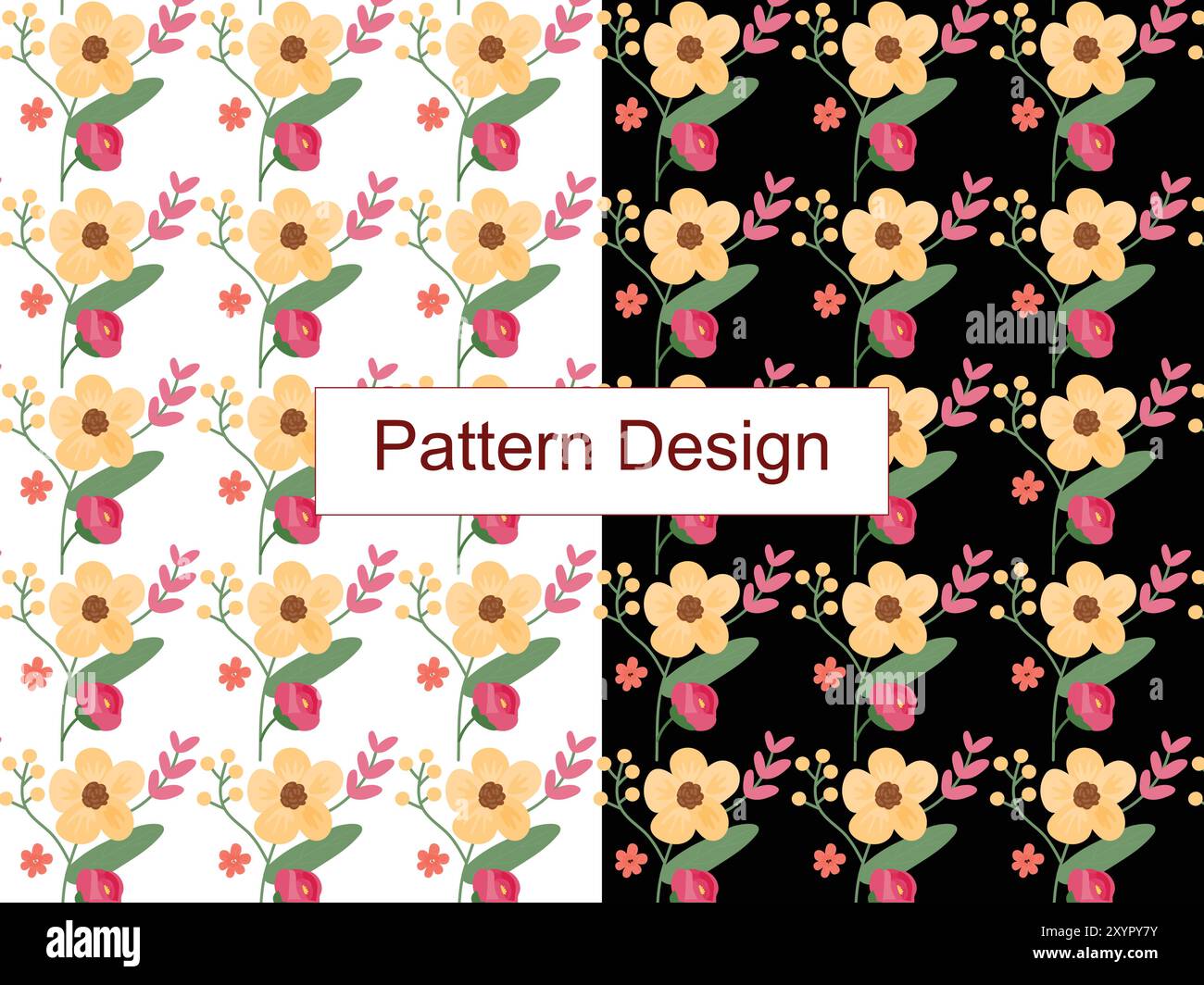 Motif floral dégradé, motif floral dessiné à la main Illustration de Vecteur