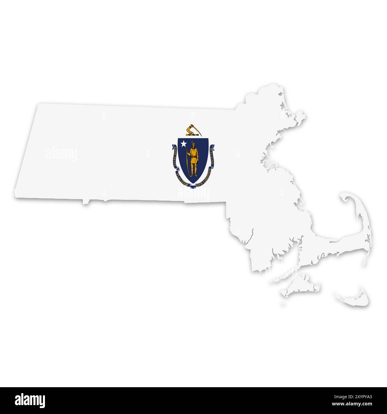 Illustration de la carte drapeau de l'État du Massachusetts avec chemin de détourage Banque D'Images