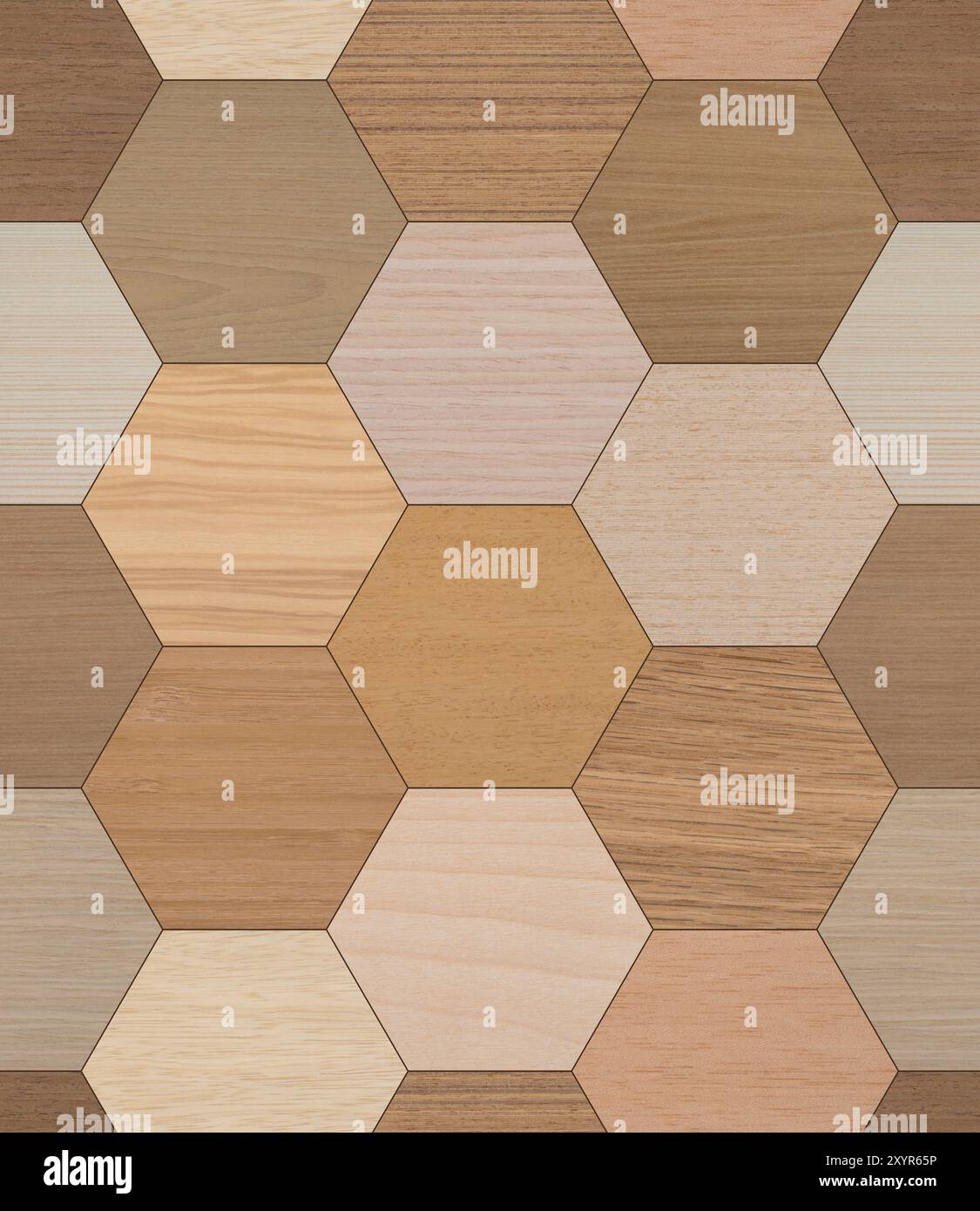 Parquet de texture marron Hexagons sans couture mur en bois Banque D'Images