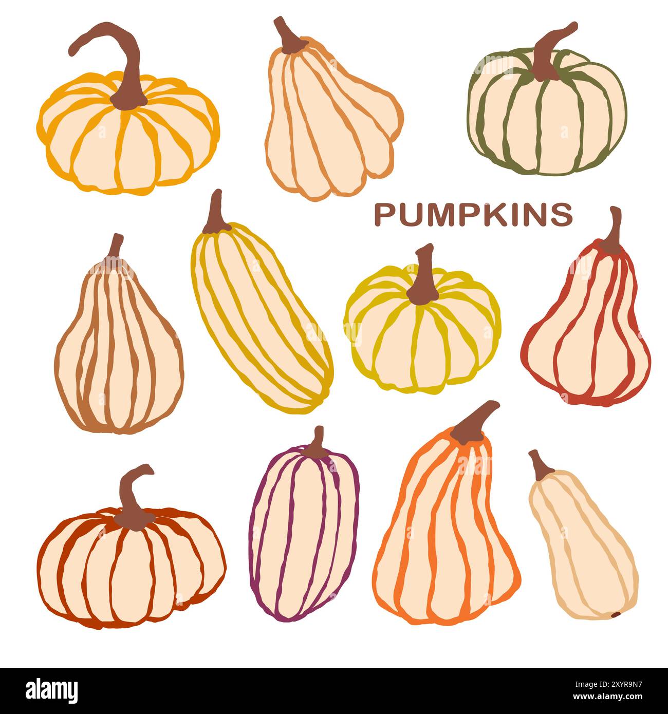 Gourdes d'automne colorées et citrouilles disposées avec un message festif dans un spectacle automnal joyeux Illustration de Vecteur