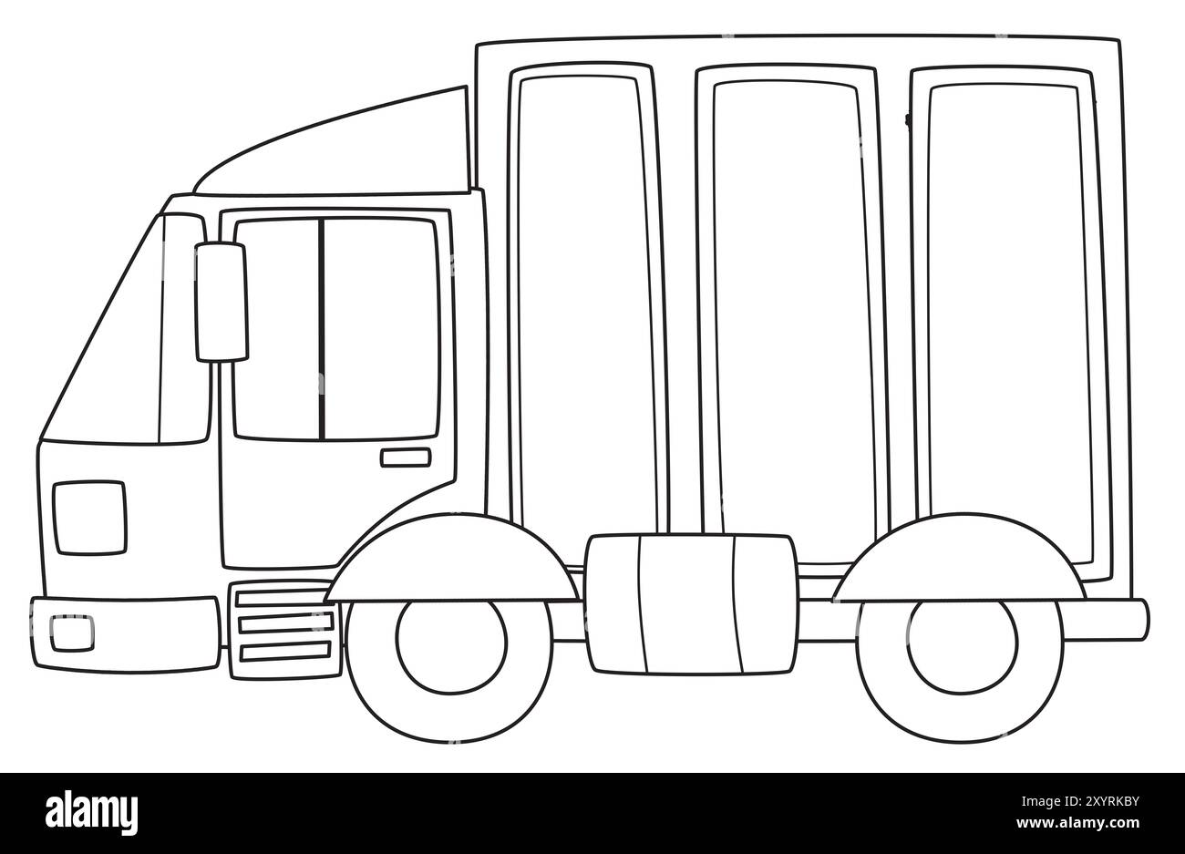 scène de dessin animé avec camion de cargaison sur fond blanc coloriage illustration isolée pour les enfants Banque D'Images