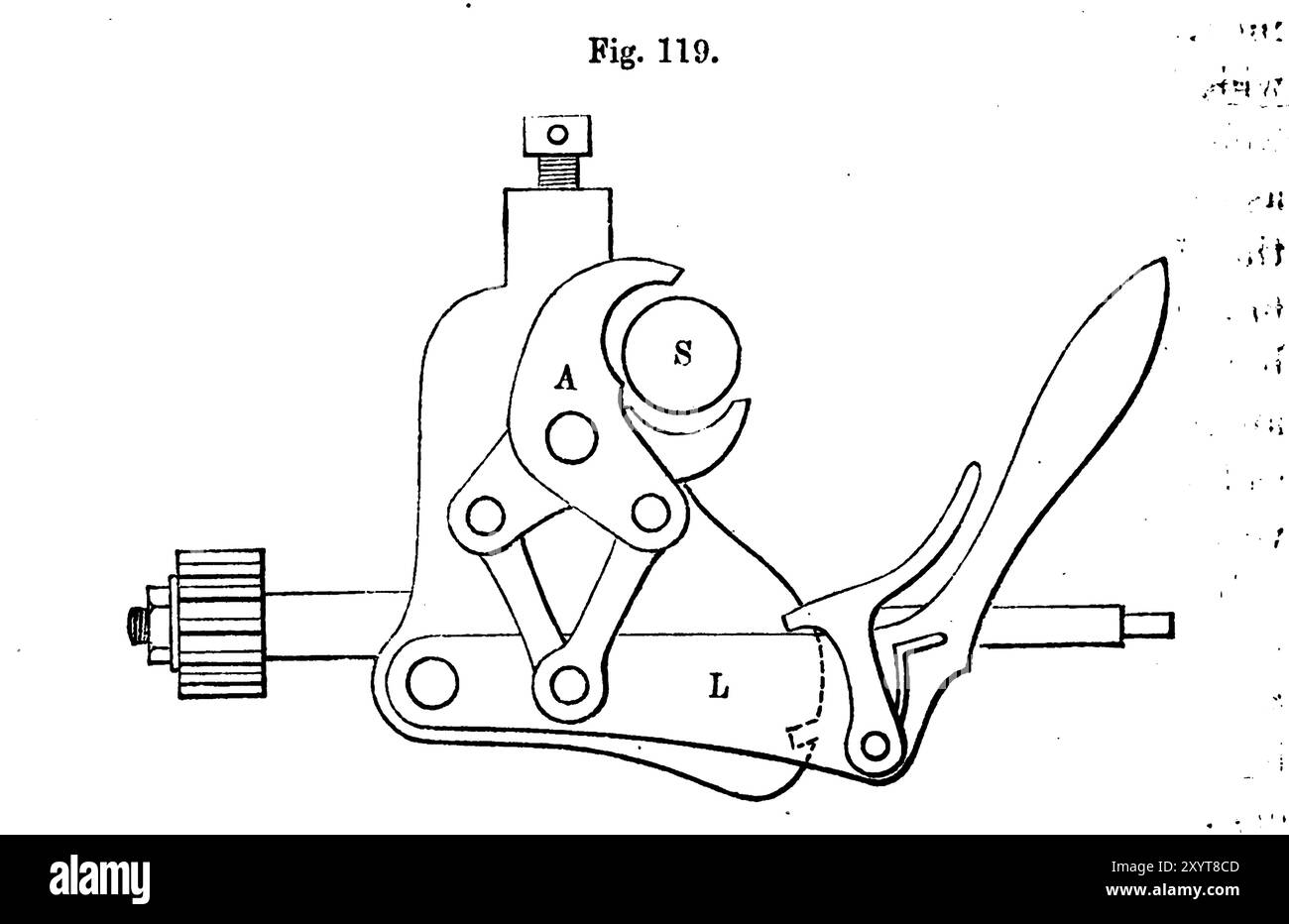 Boîte d'embrayage, illustration. De 'tournage et manipulation mécanique destinés à un travail de référence générale et d'instruction pratique sur le tour, et les diverses activités mécaniques suivies par les amateurs', volume 4 de Charles Holtzapffel (1850). Banque D'Images