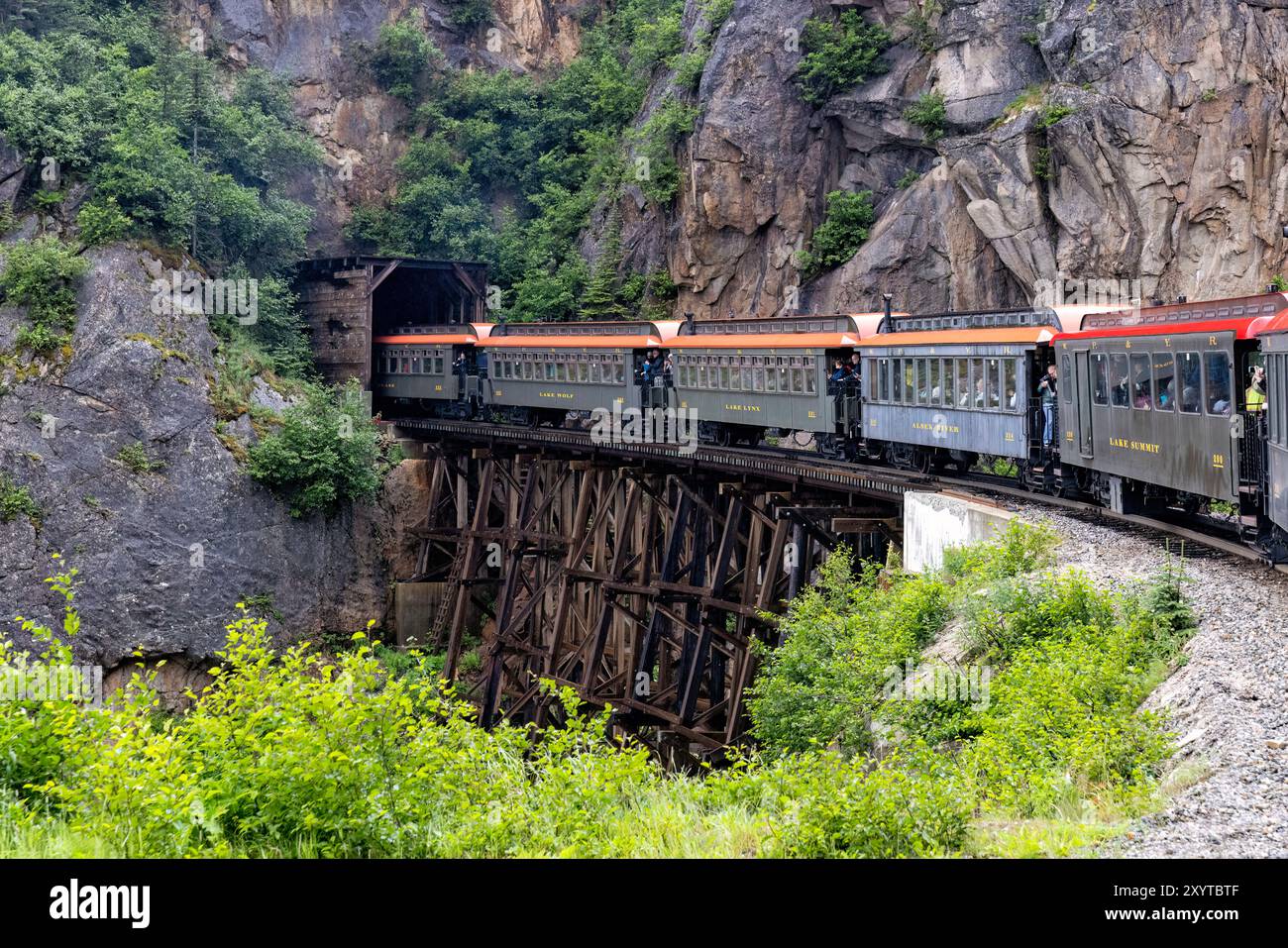 White Pass & Yukon route Railway train - Skagway, Alaska, États-Unis Banque D'Images