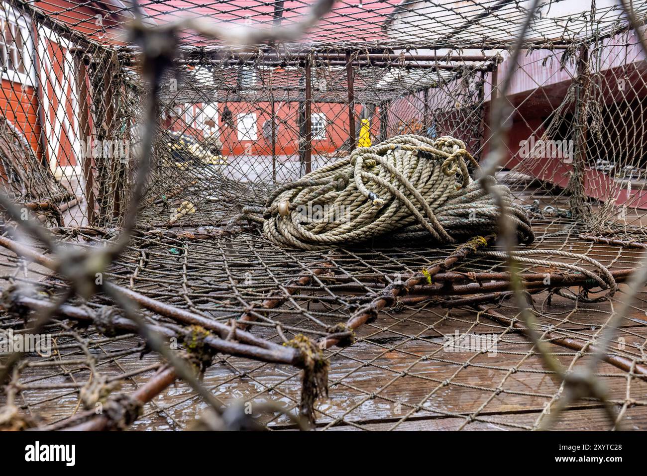 Pot de crabe King / Tanner exposé à Icy Strait point, Hoonah, Alaska, États-Unis Banque D'Images