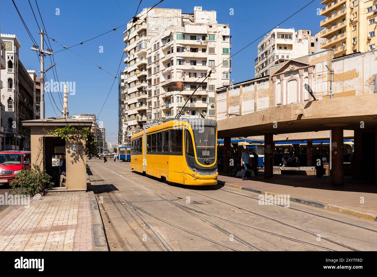 Al RAML Station, tram (tramway) au centre-ville, Alexandrie, Egypte, Afrique du Nord, Afrique Banque D'Images