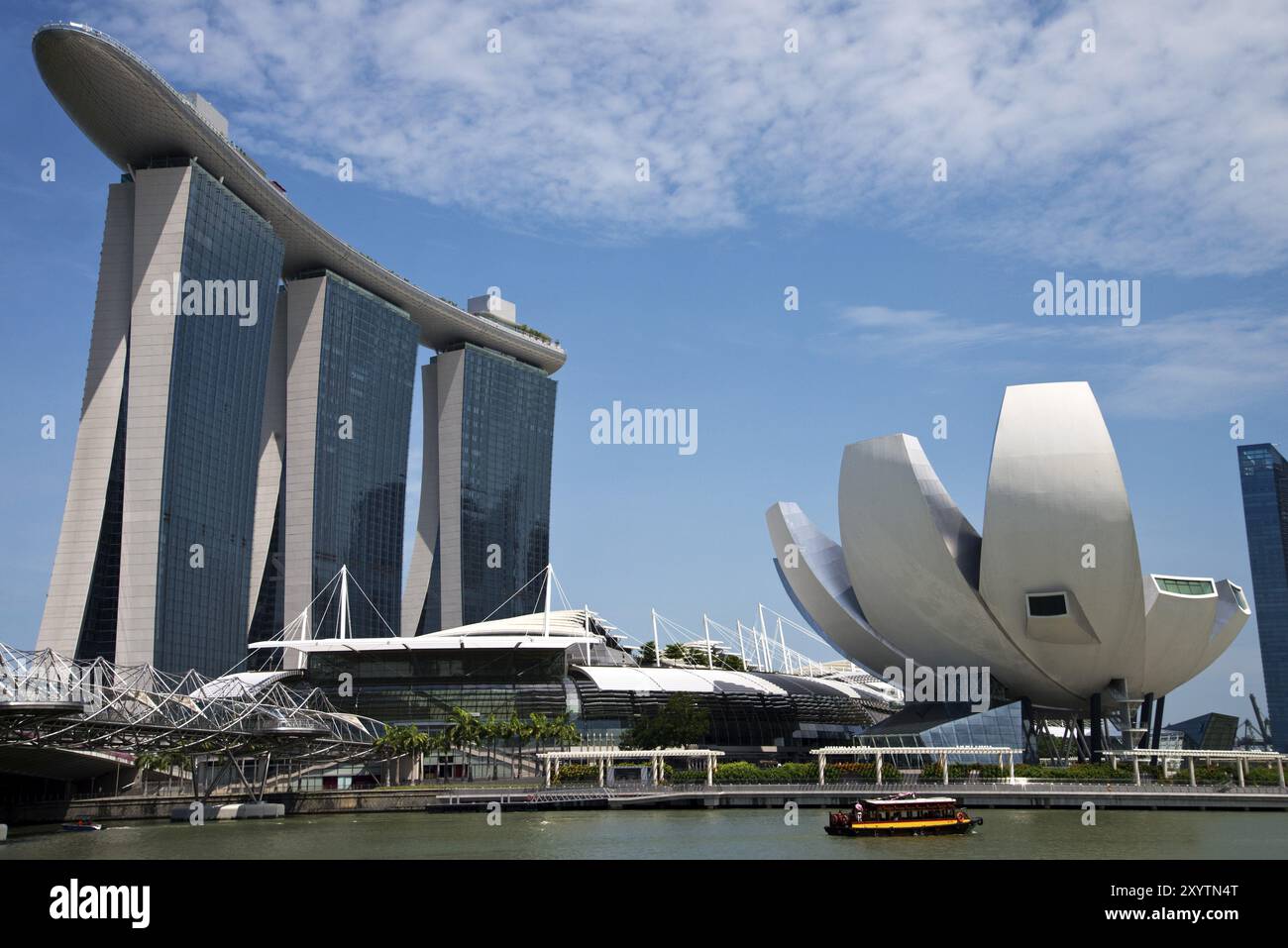 Marina Bay Sands Hotel, centre commercial, musée ArtScience et centre commercial Banque D'Images