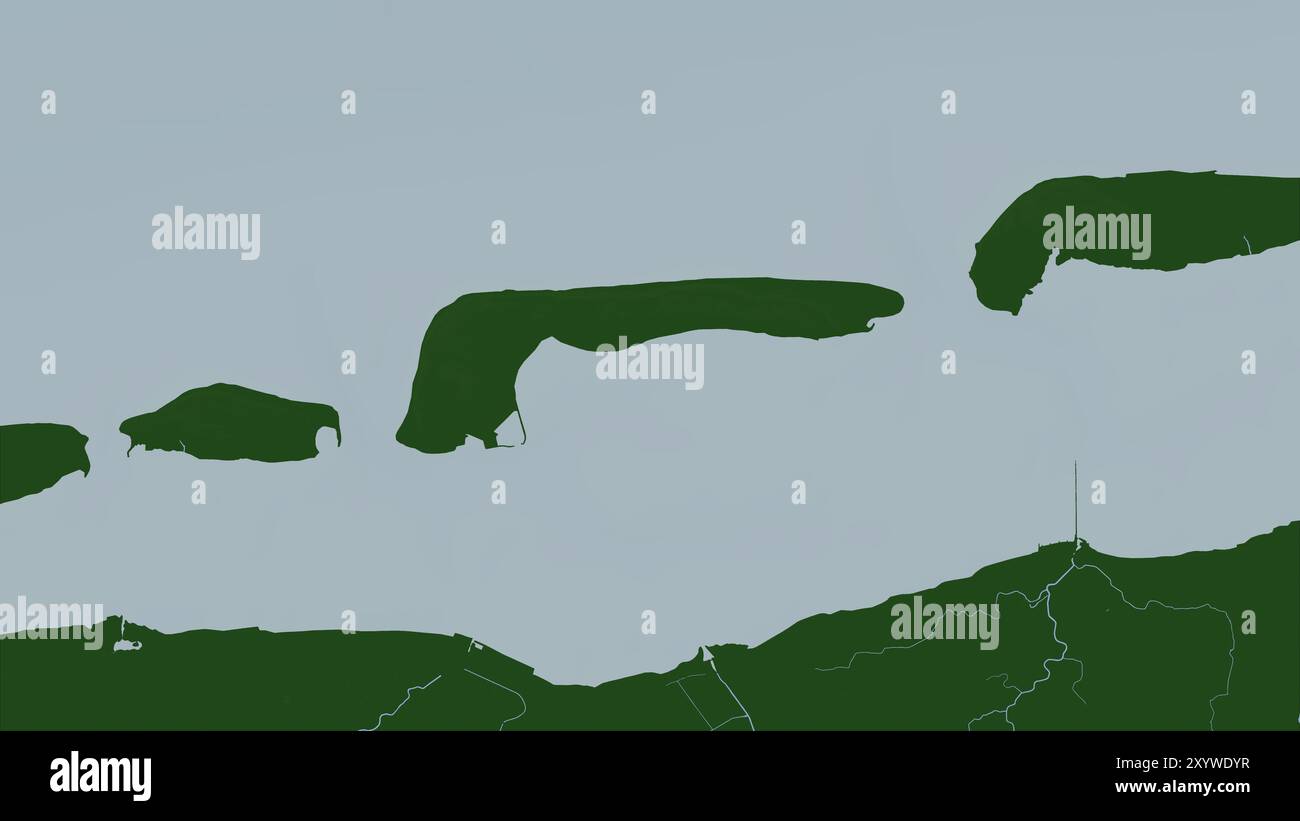 Langeoog Island dans la mer du Nord sur une carte d'altitude en couleur Banque D'Images