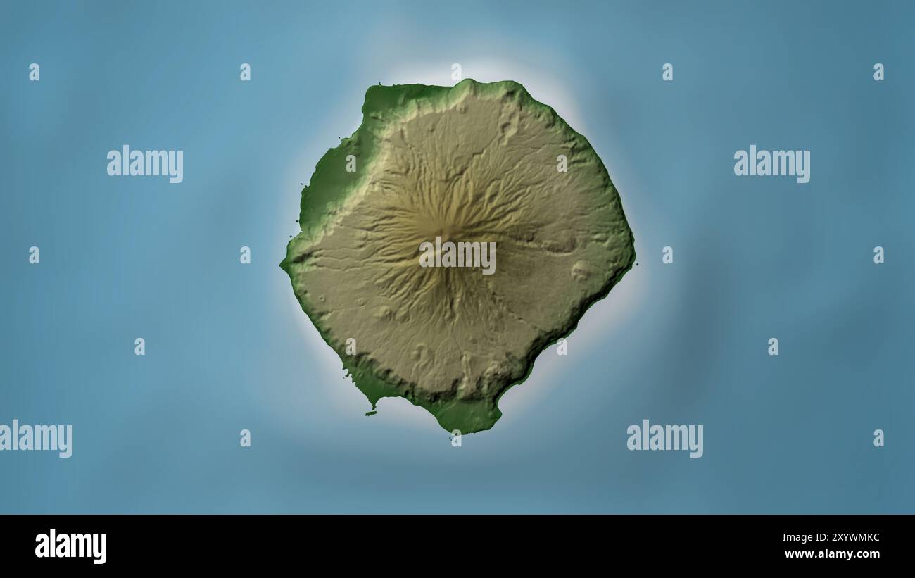 Île de Tristan da Cunha dans l'océan Atlantique Sud sur une carte d'altitude colorée Banque D'Images