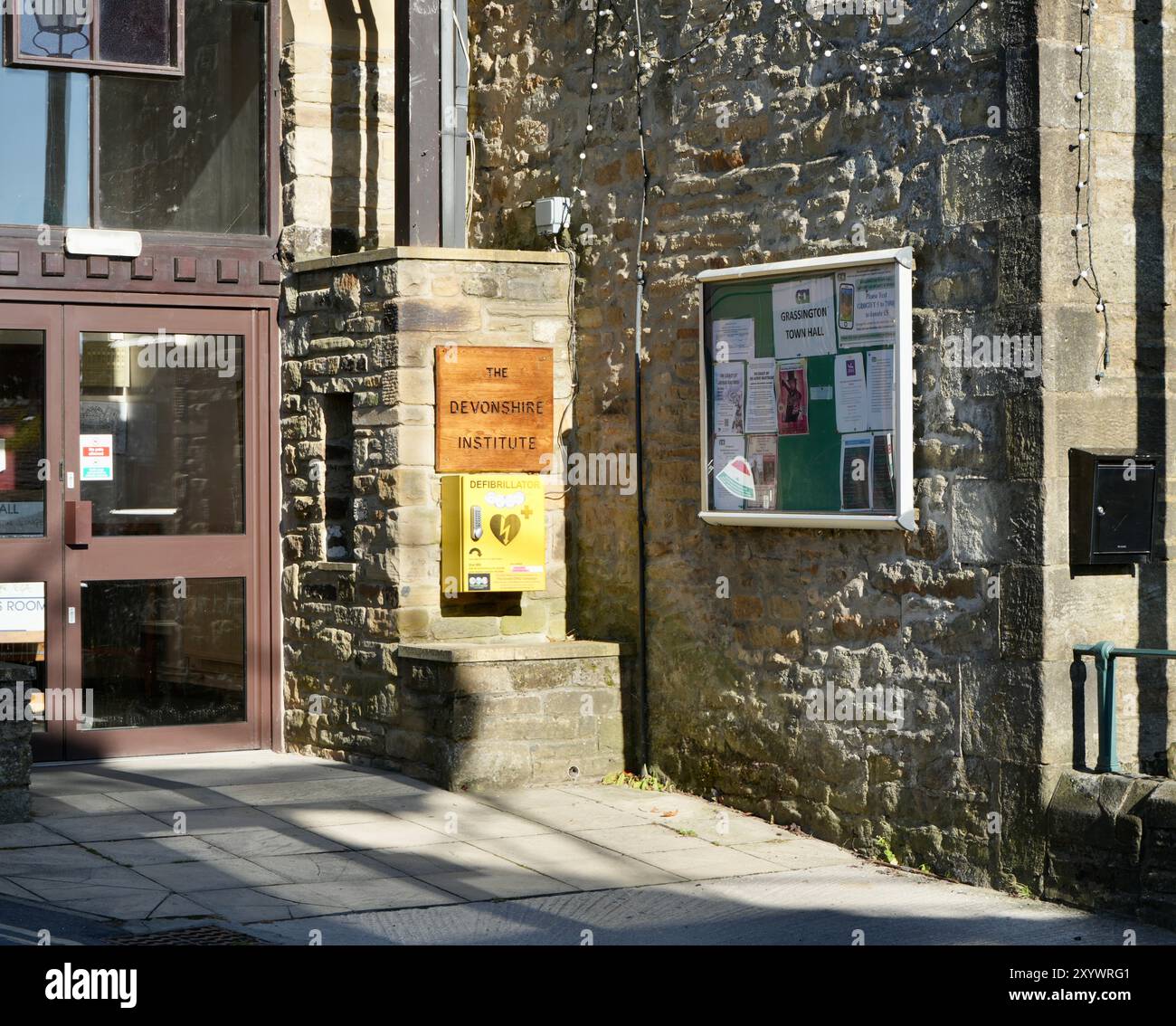 Grassington Devonshire Institute, main a préparé la mairie. Banque D'Images