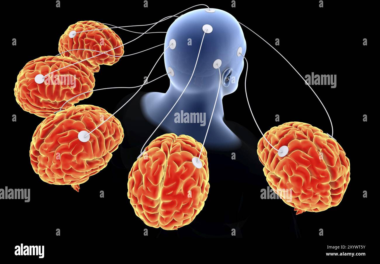 Image conceptuelle du traitement multi-cérébral Banque D'Images