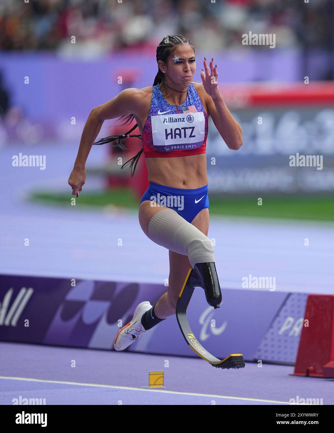 August 31 2024: B Hatz of United States of America in action in Women'sLong Jump - T64 Final during the Paris 2024 Paralympic Games at Stade de France, Paris, France. Ulrik Pedersen/CSM. (Credit Image: © Ulrik Pedersen/Cal Sport Media) (Cal Sport Media via AP Images) Banque D'Images