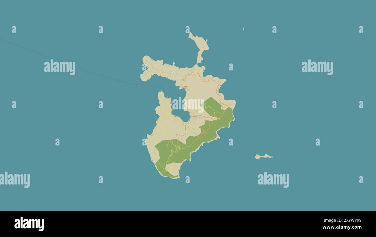 Île de Haiyang dans la mer jaune sur une carte topographique de style humanitaire OSM Banque D'Images