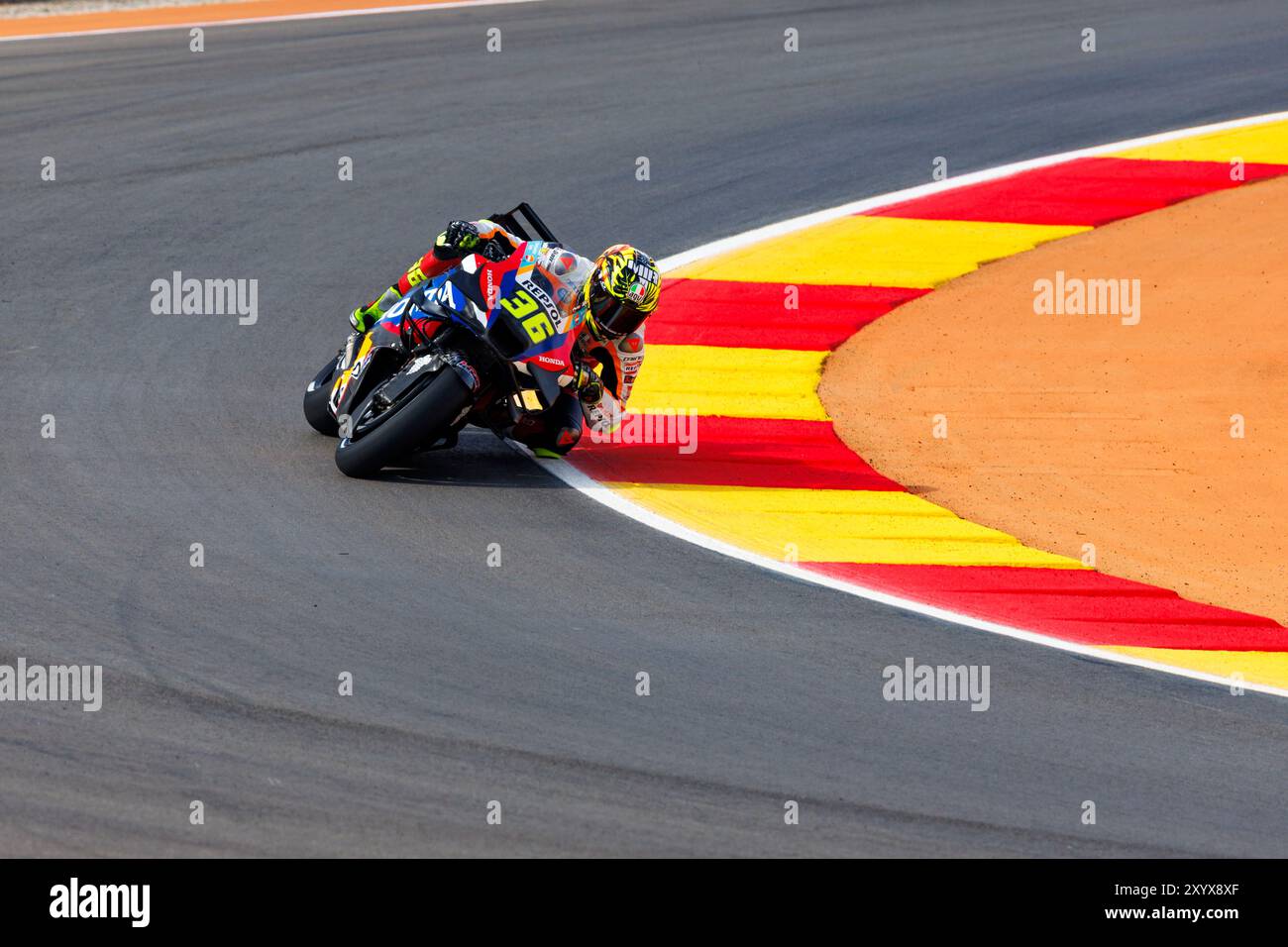 Motorland Aragon, Aragon, Espagne. 31 août 2024. MotoGP d'Aragon 2024, jour de qualification ; numéro 36 du pilote de l'écurie Repsol Honda, Joan Mir, lors des qualifications au MotoGP d'Aragon crédit : action plus Sports/Alamy Live News Banque D'Images