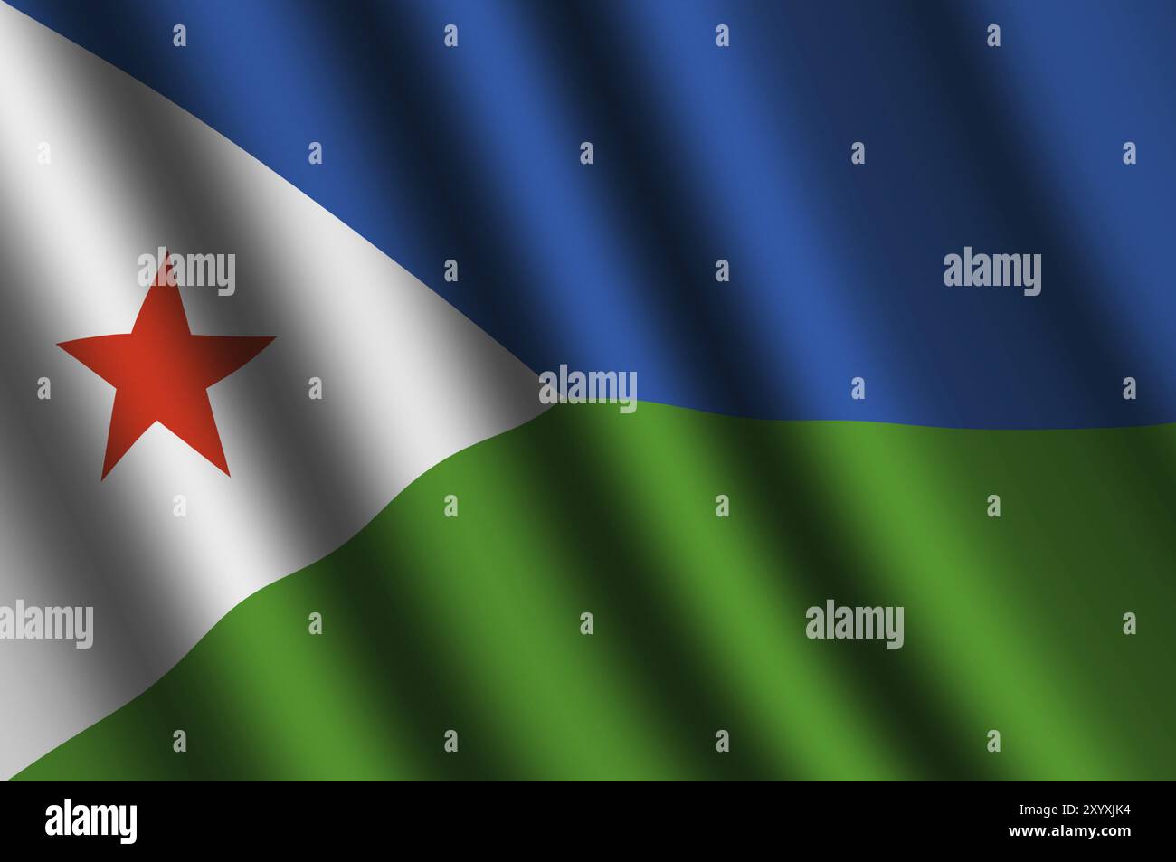 Le drapeau de Djibouti volant dans le vent Banque D'Images