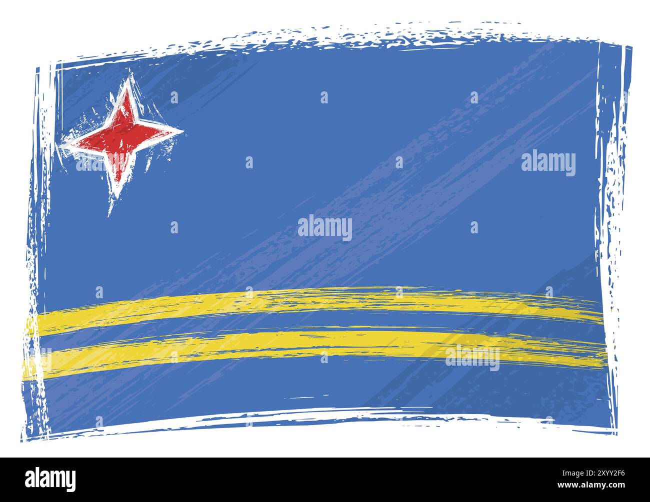 Drapeau national d'Aruba créé dans le style grunge Banque D'Images