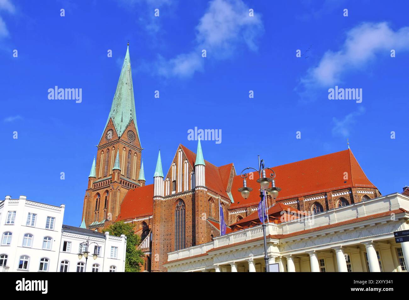 Schwerin Dom, Schwerin la cathédrale, célèbre bâtiment en briques en Allemagne Banque D'Images